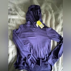 Purple Hooded Long Sleeve Top